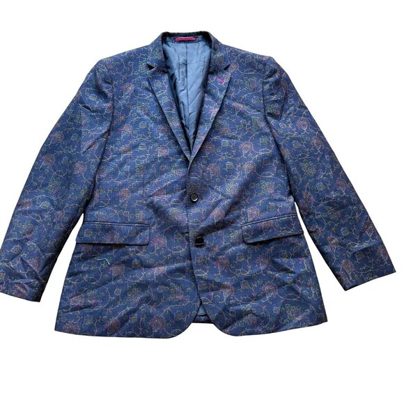 Harry Brown London Black Label Size 44R Navy Floral Skinny Fit Blazer Jacket - Picture 1 of 14